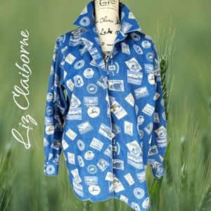 Liz Claiborne Denim long sleeve travel shirt